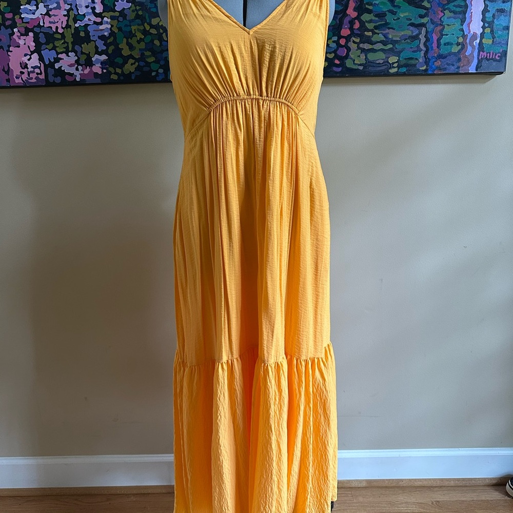Anthropologie Gold Sleeveless Maxi Sundress
